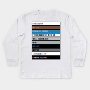 Drake Albums & Mixtapes (2010-2022) Kids Long Sleeve T-Shirt